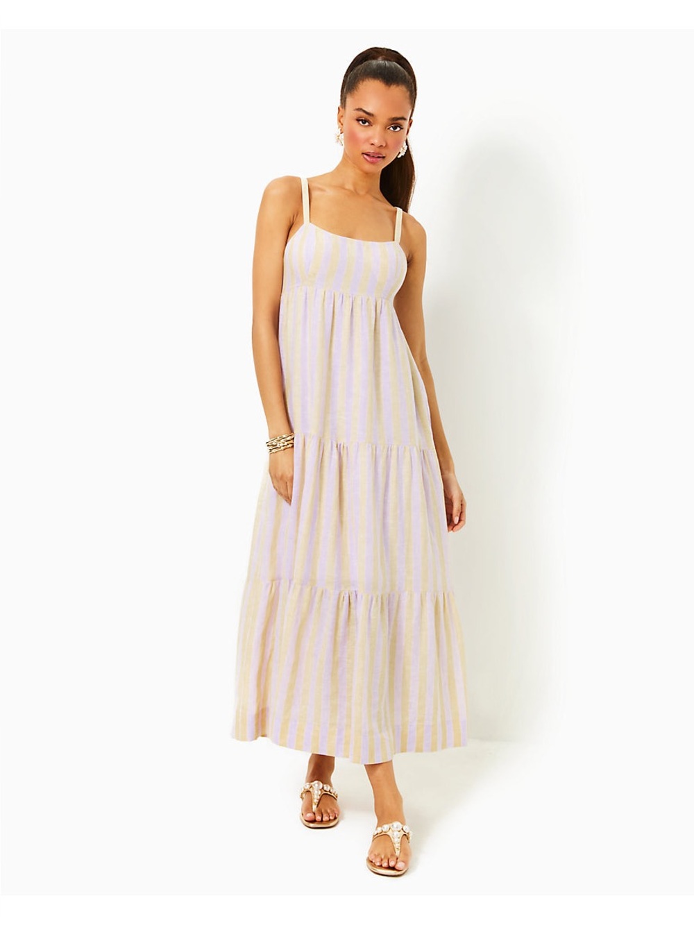 Lilly Pulitzer JAVANNE LINEN MAXI DRESS, LILAC OPAL ISLAND SECRETS STRIPE 14